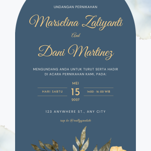 Blue and Yellow Aesthetic Floral Wedding Invitation