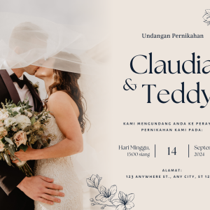 Blue and White Simple Wedding Invitation