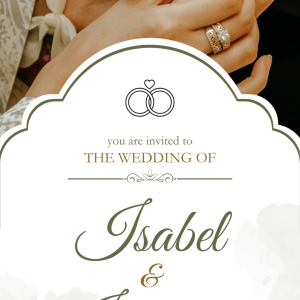 Green and White Watercolor Wedding Invitation