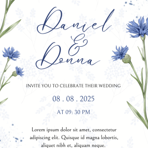 Grey Blue Floral Watercolor Wedding Invitation (Copy)