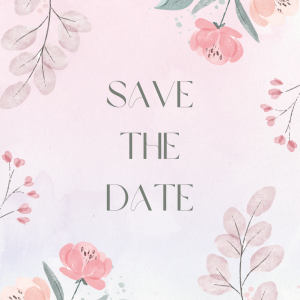 Pink and Green Beautiful Flower Watercolor Wedding Invitation