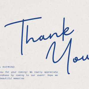 Event Thank You Card Blue Hand Writting