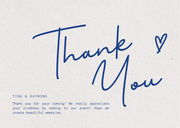 Event Thank You Card Blue Hand Writting