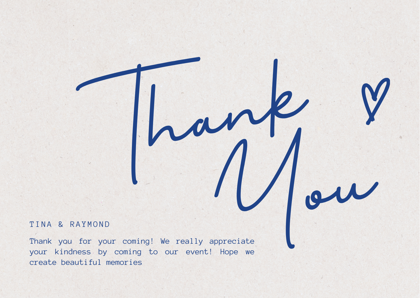 Event Thank You Card Blue Hand Writting