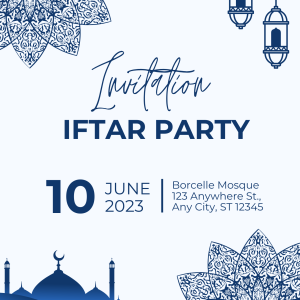 Blue Aesthetic Simple Iftar Party Website Invitation