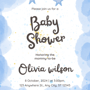 Blue Watercolor Baby Shower Website Invitation